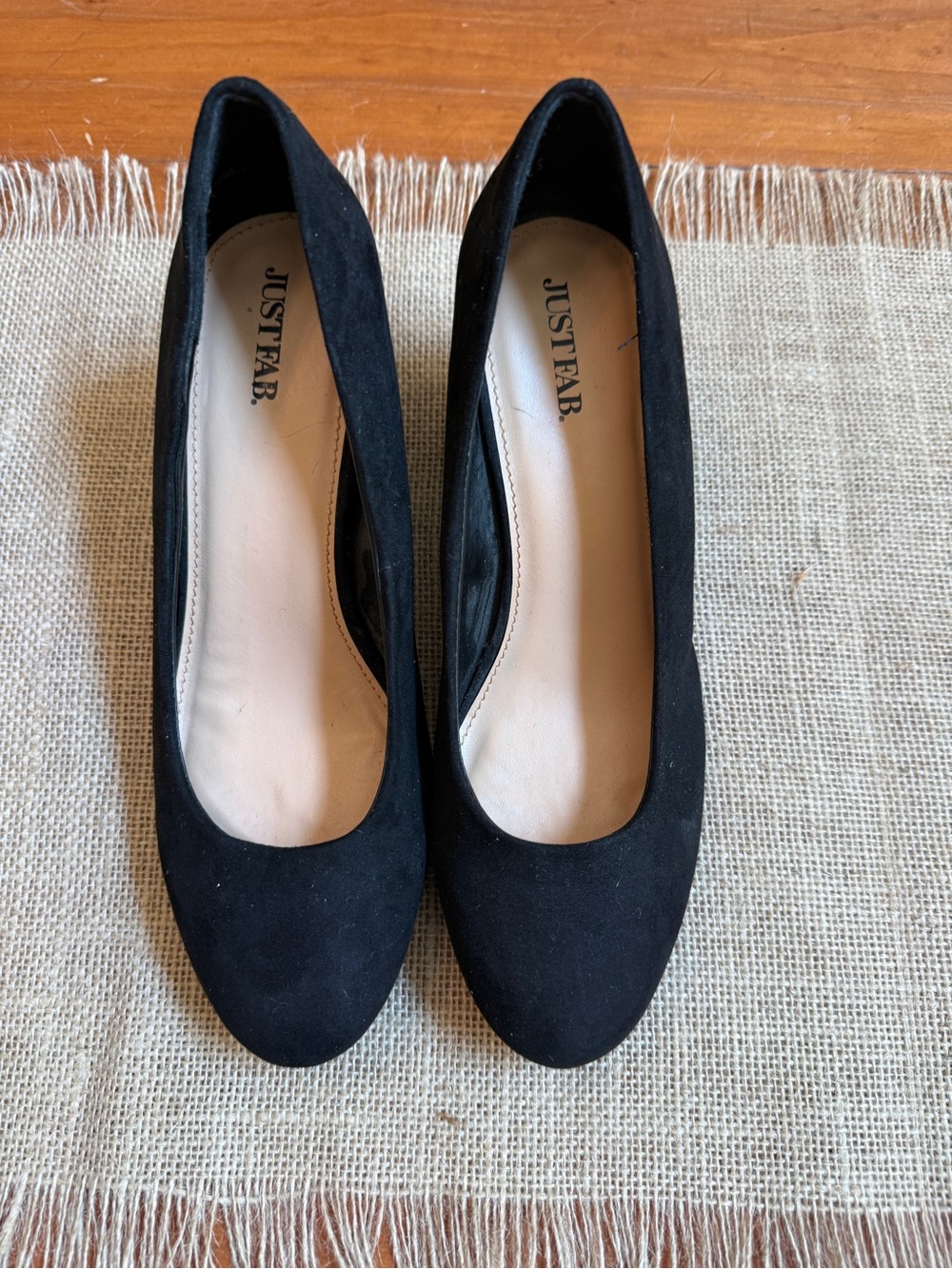 JustFab Black Suede Round-Toe Pumps